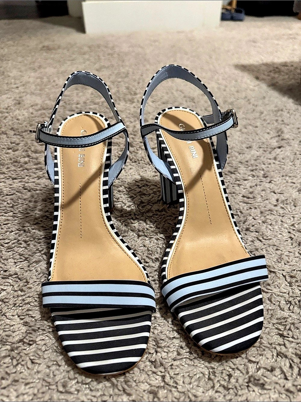 Gianni Bini Striped Heels in Black & Blue Like New